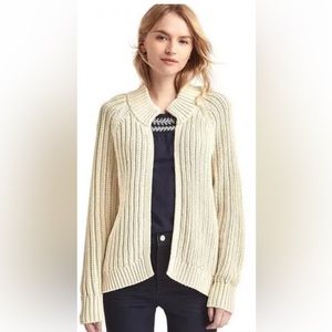 Gap Women’s 100% Cotton Cream Ribbed Open Front Cardigan Size M